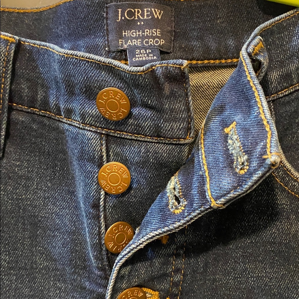 J. Crew Dark Blue High Rise Flare Crop